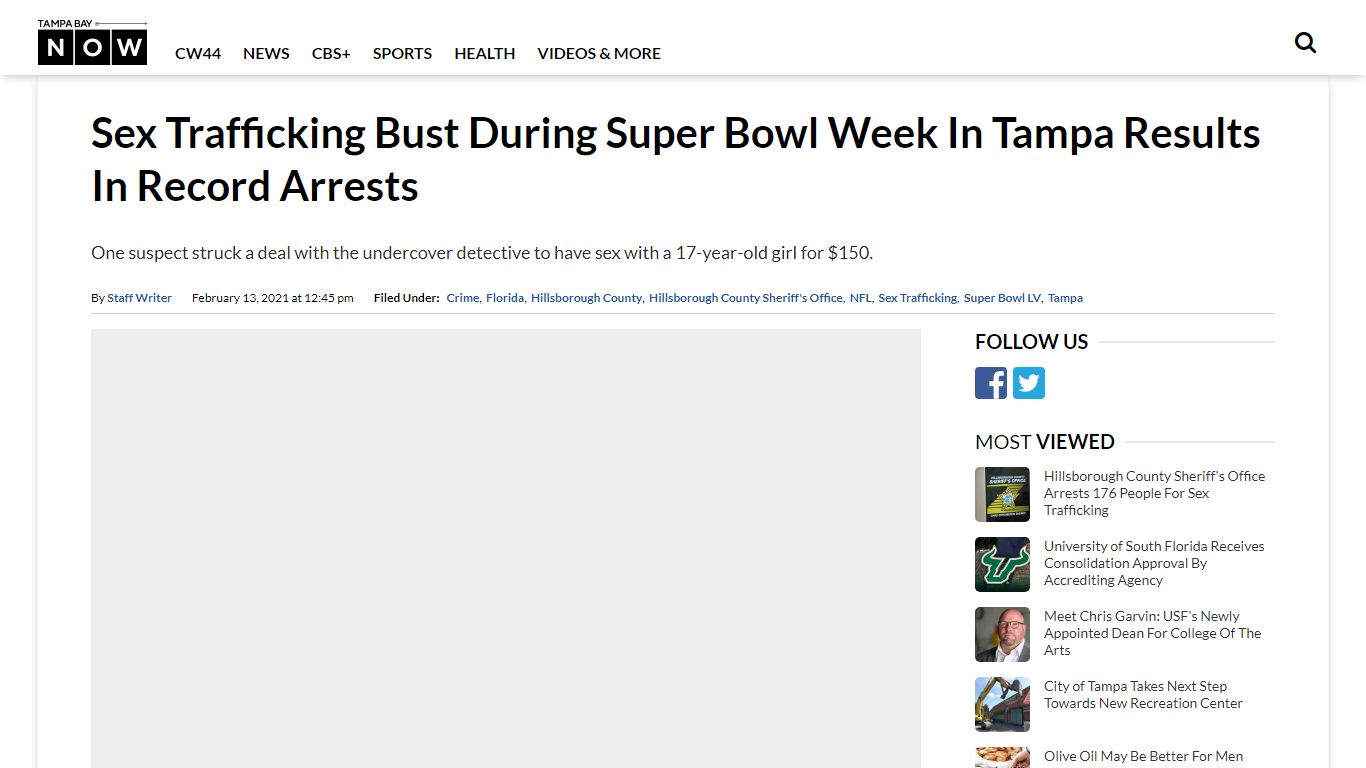 Sex Trafficking Bust During Super Bowl Week In Tampa Results In Record ...